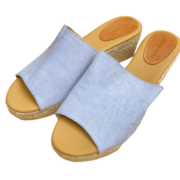 Matt Bernson Espadrille Sandal Light Blue Size 9 Slide On Summer Shoes - Picture 1 of 6